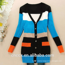 15STC6706 bamboo color block cardigan